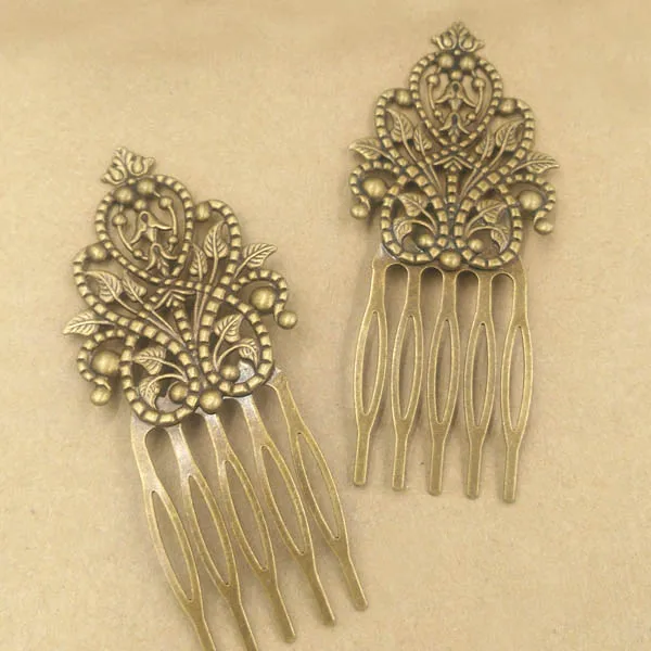 

50x80mm Mix colors Vintage Filigree Flower 5 teeth Wedding Bridal Hair Combs for Brides Headpiece Flower Hairwear Accessories