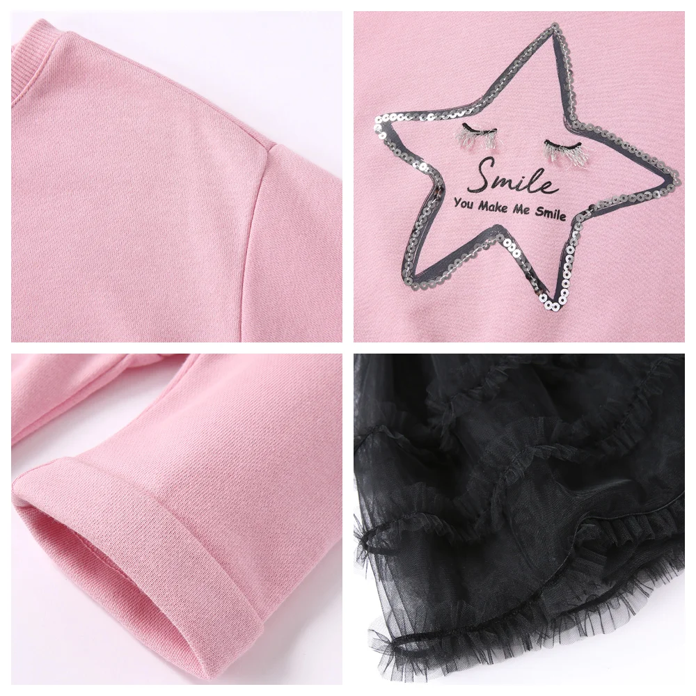 Balabala autumn dresses for girls Star pattern Gauze children's clothing Long sleeved dress holiday | Детская одежда и обувь