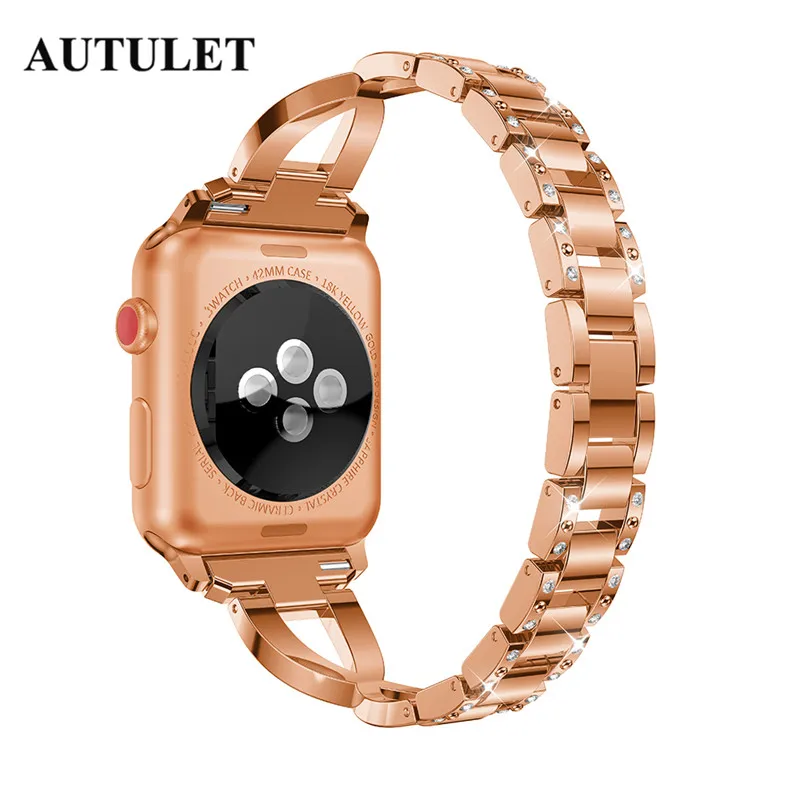 Ремешок из нержавеющей стали для Apple watch 38 мм 42 мужчин женщин Bling Watch браслет цена