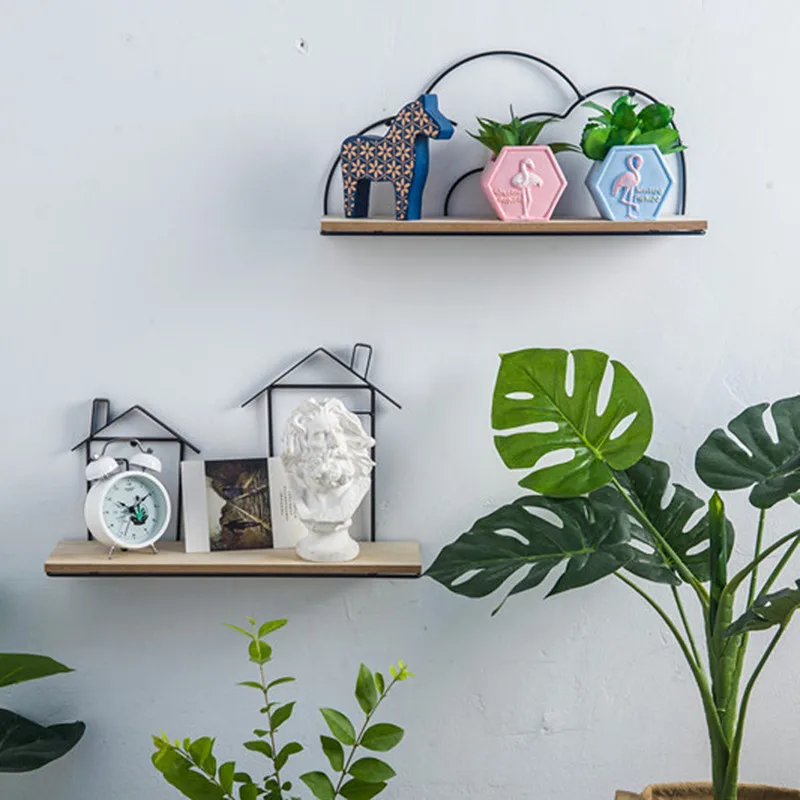 Iron Geometric Rack Nordic Style Cactus Cloud Shape Living Room Sundries Organization Wall-mounted Wall Hanging Storage Shelf | Дом и сад