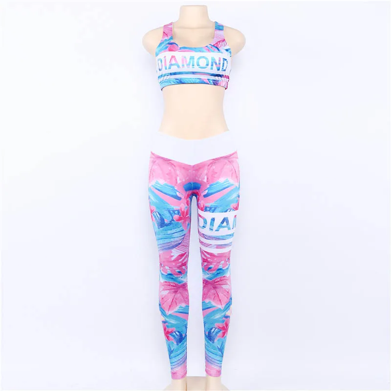 Tracksuit For Women 2 Piece Yoga Set Print Women Bra+Sports tight pants For Women Fitness Sport Suit Women work out Sportswear
