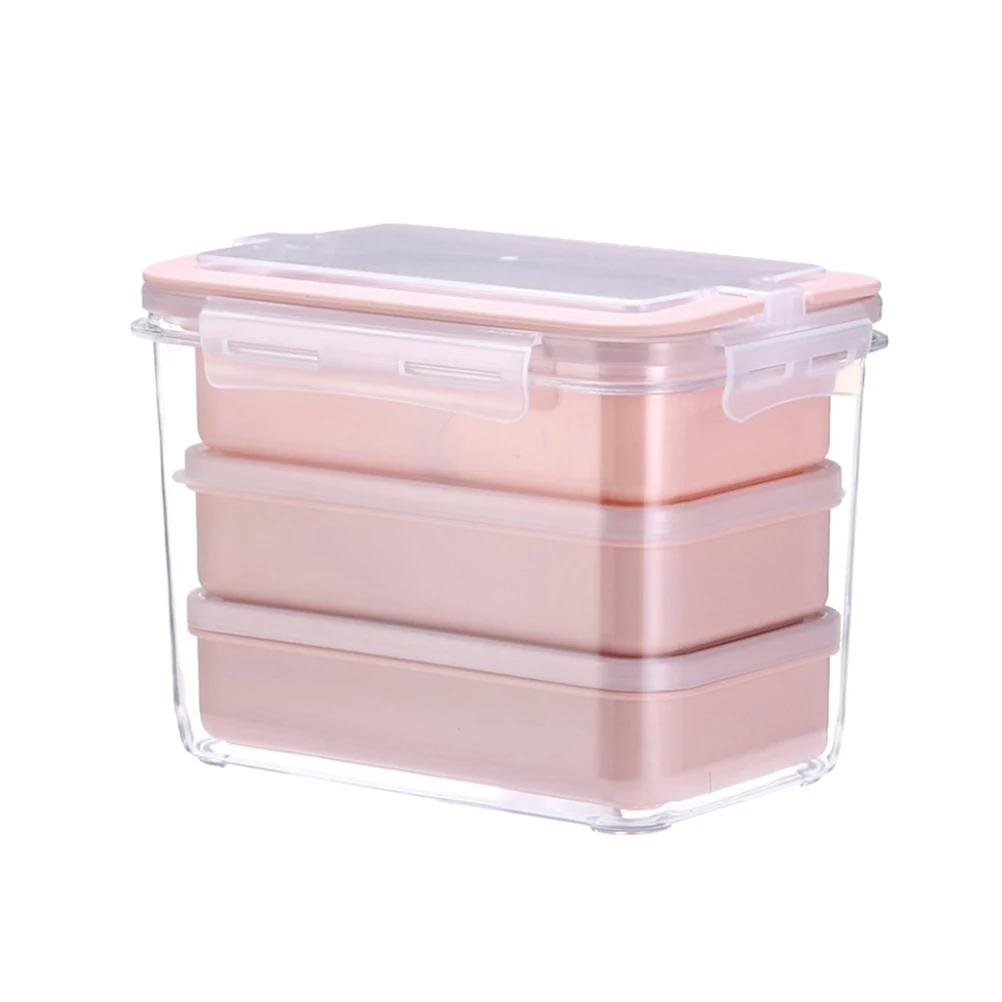 Ланч контейнер портативный многожильный с крышкой трехуровневый пищевой