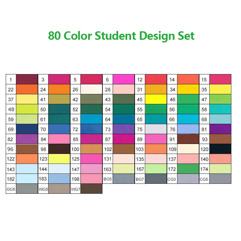 80-Student Design TouchFive маркер 30/40/60/80/168 Цвета Ручка Кисть алкогольных жирной чернила на водной основе художественный маркер для манга двойной головой маркеры для эскизов - Цвет: 80-Student Design