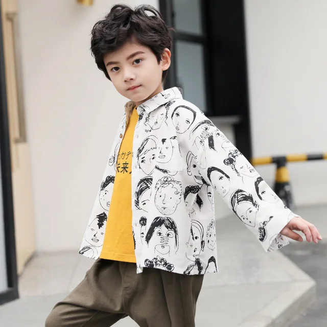 Детские рубашки для мальчиков новинка 2019 с длинными рукавами подростков модные