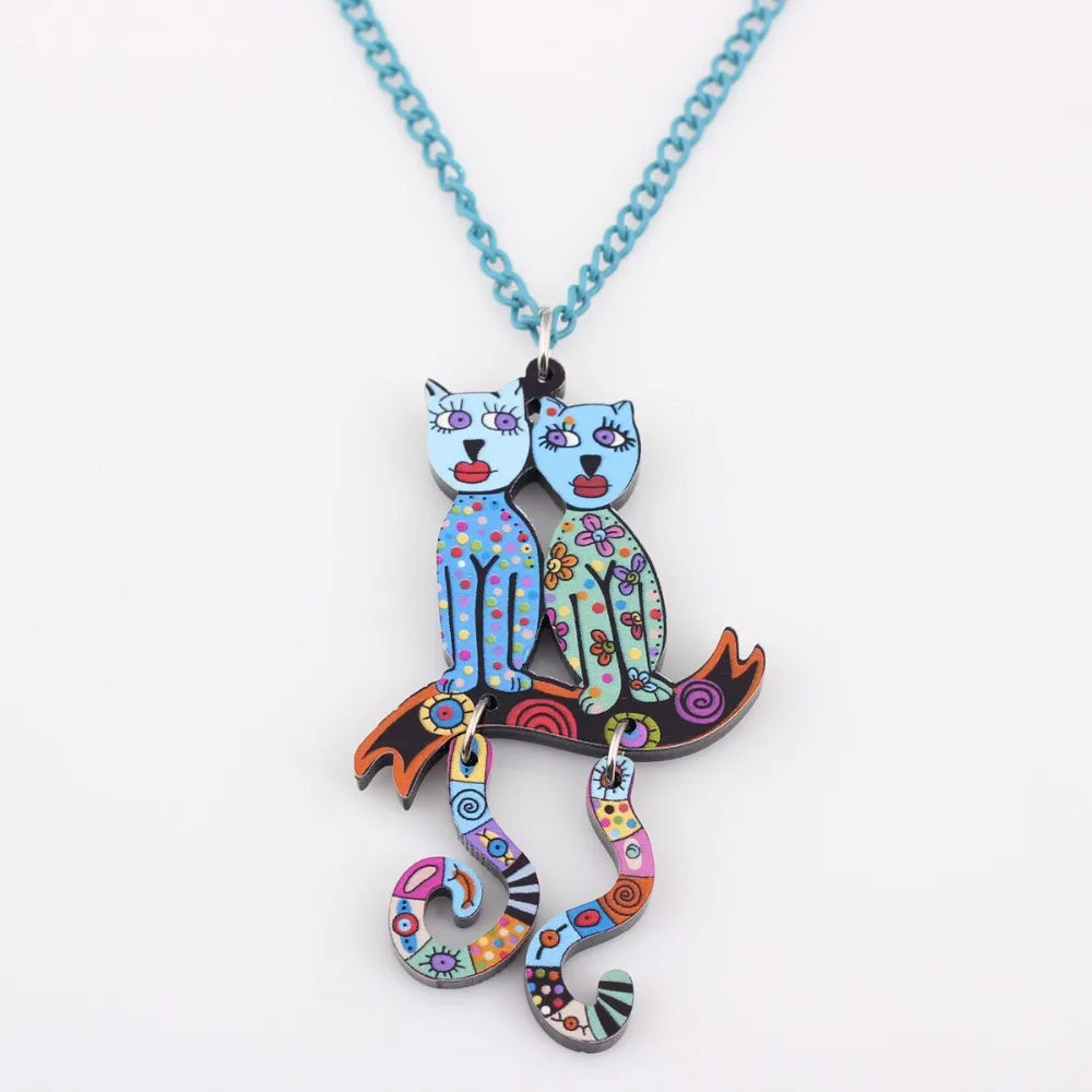 Bonsny Acrylic Cat Necklace Chain Choker Pendant Animal Design Fashion Jewelry For Women 2015 News Style Accessories | Украшения и