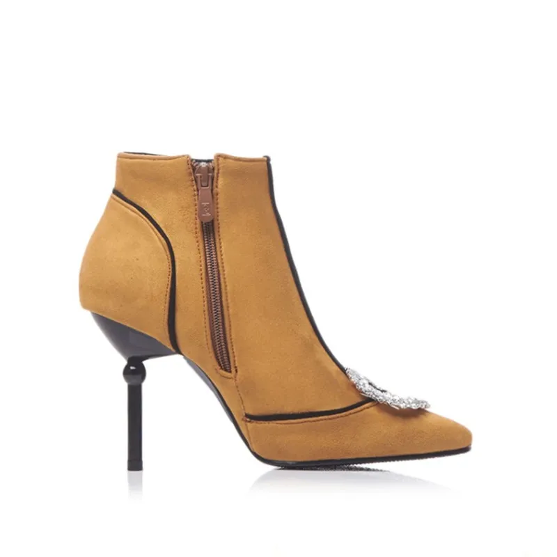 Женские зимние сапоги 2019 новые женские замшевые ботинки с острым носком