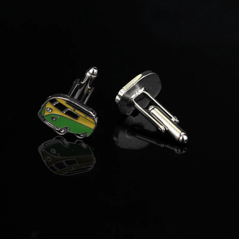 dongshengFashion Classic cars High Quality Green Bus Shape Cufflinks For Men Women Shirt Wedding Gift Cufflink for Party-40 | Украшения и