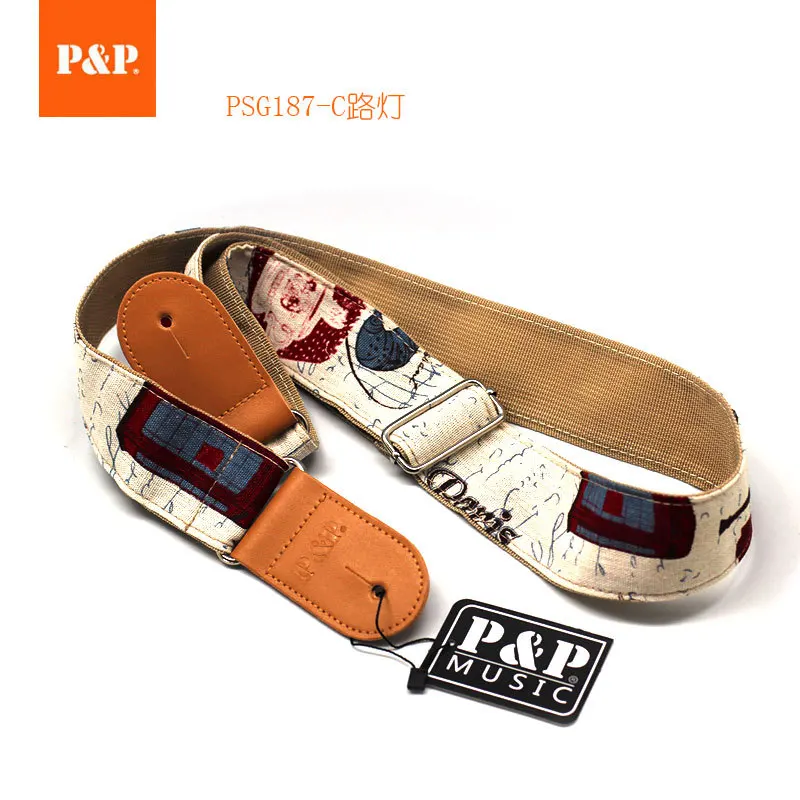 Гитарные ремни с принтом из хлопка и льна дышащие удобные двухслойные гитарные аксессуары|Детали