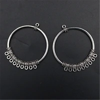 wkoud 4pcs silver color openwork circle porous connector vintage earrings necklace diy handmade metal jewelry findings a213