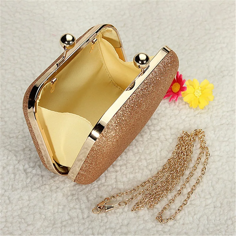 Evening Bag 2016 New Arrival Lady Women Party Wedding Glitter Chain Clutch Case Box Handbag Purses Elegant gold bag | Багаж и сумки