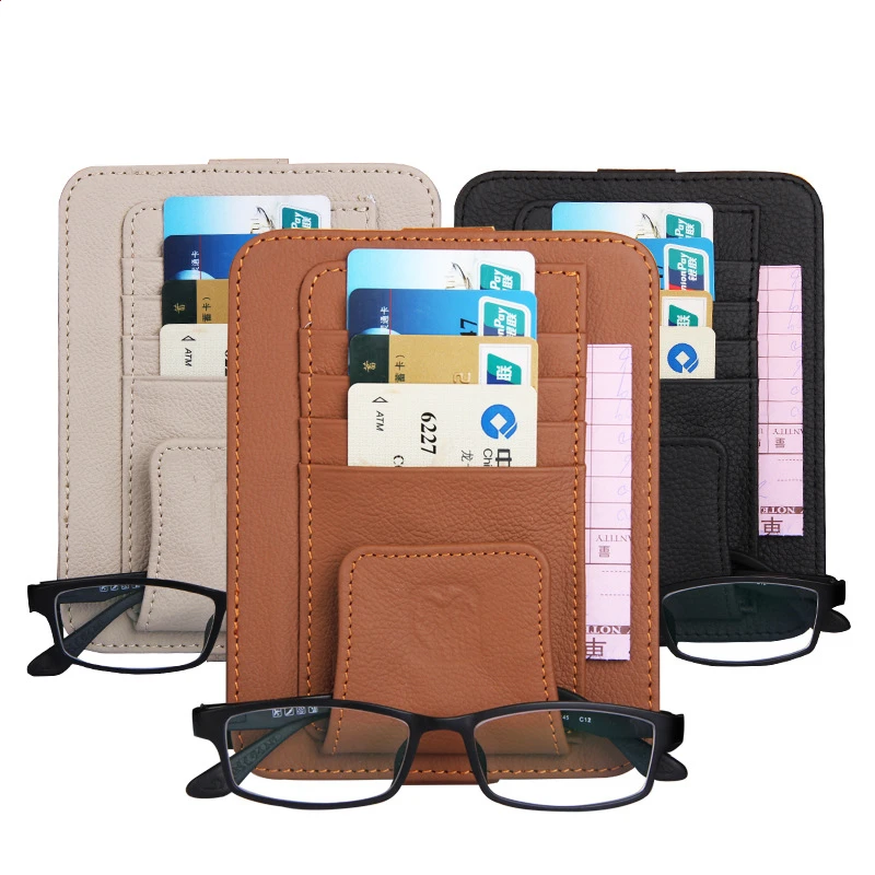 Чехол для очков из натуральной кожи солнцезащитный козырек держатель