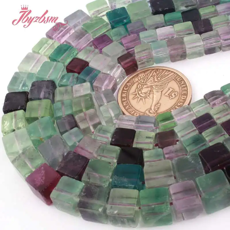 Квадратные разноцветные кварцевые бусины из натурального камня 6 мм 8