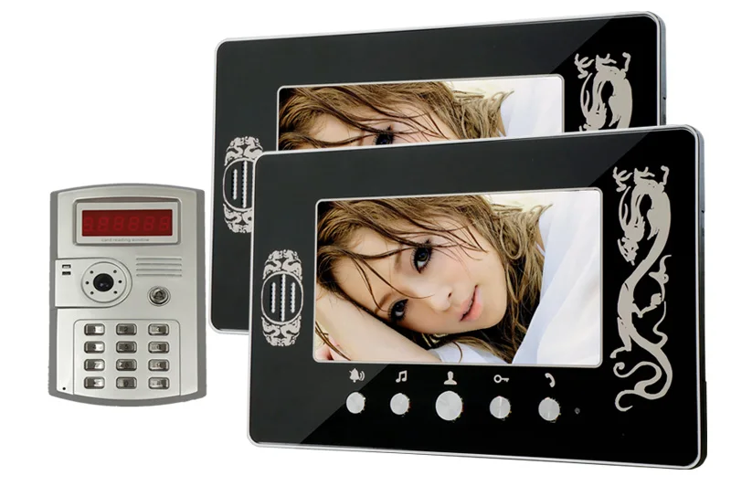 Один на два монитора 7 дюймовый Большой ЖК дисплей проводной видео домофон|video door
