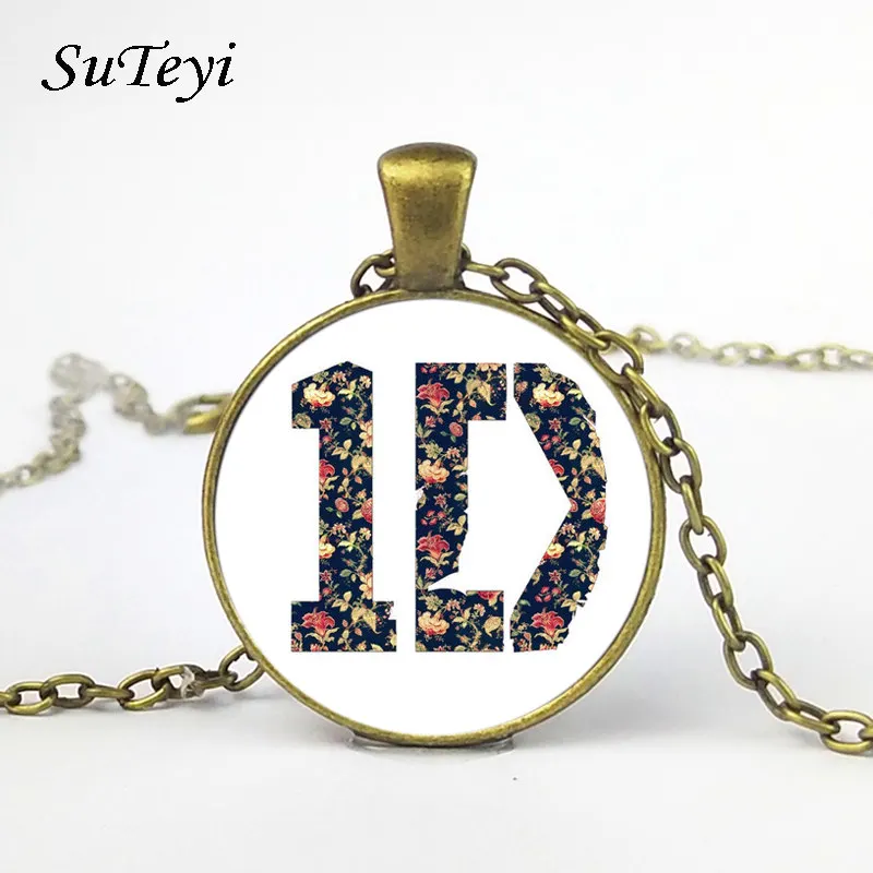 Модный Круглый бижутерия со стеклянными кабошонами One Direction ID массивные ожерелья