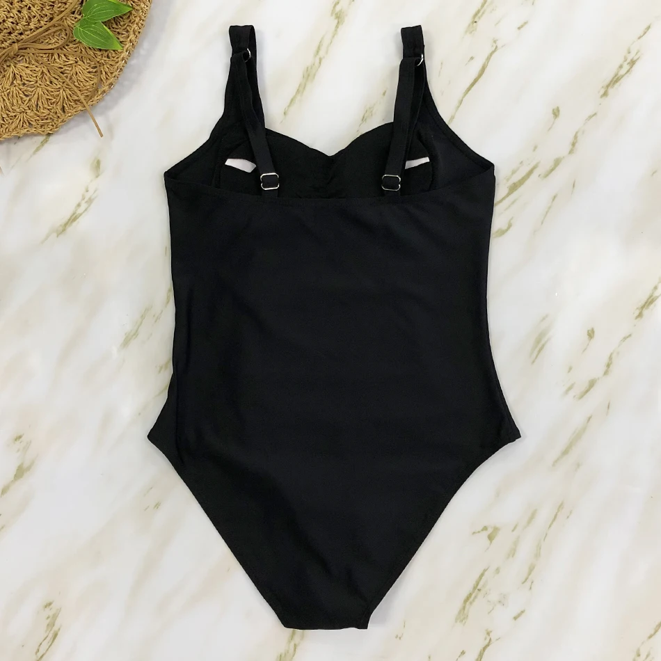 Слитный купальник размера плюс, женский купальник, Одноцветный Монокини, Maillot De Bain Femme, боди, женский купальник, черный, синий
