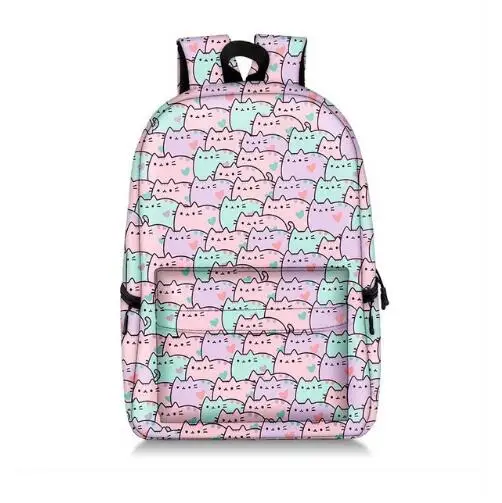 Рюкзак с принтом кота Pusheen милый школьный ранец в стиле аниме нейлоновые дорожные