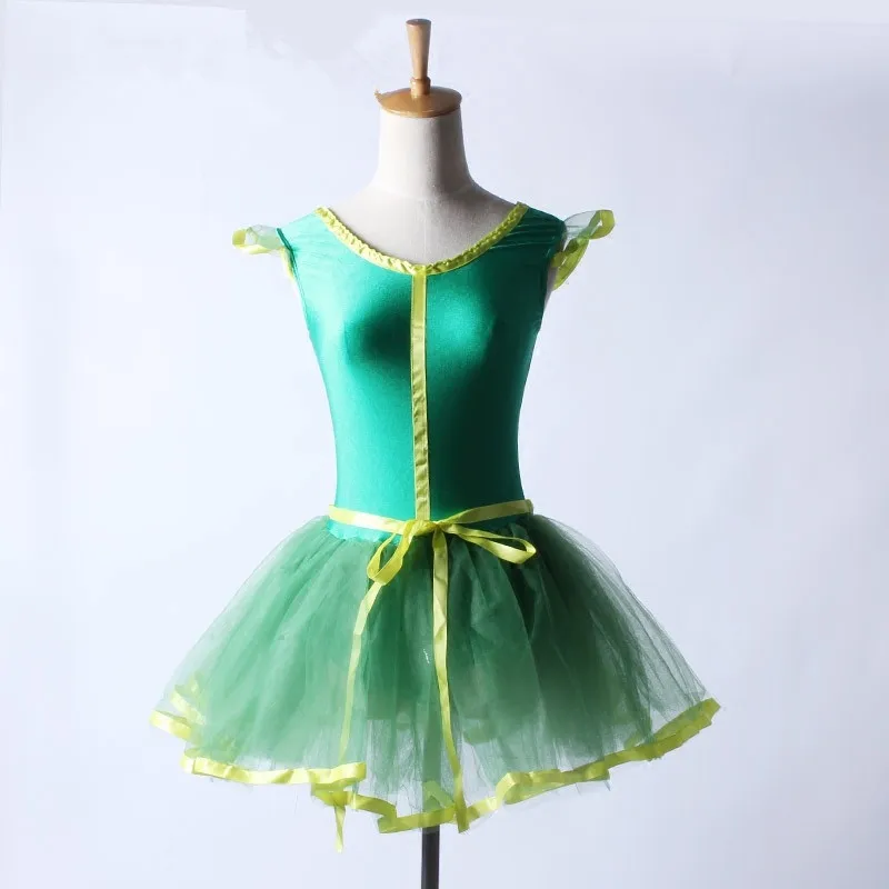 Зеленое балетное платье пачка для детей костюм выступления на
