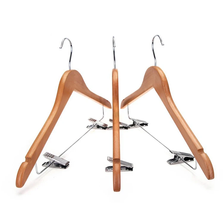 [Бесплатная доставка] Φ с зажимами для костюмов (10 шт./лот)|hangers with clips|wooden hangerswooden