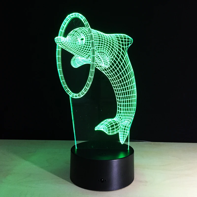 Cute dolphin 3D Table Lamp LED Colorful Dog Nightlight Kids Birthday Gift USB Sleep Lighting Home Decoration with 7 Colors | Лампы и