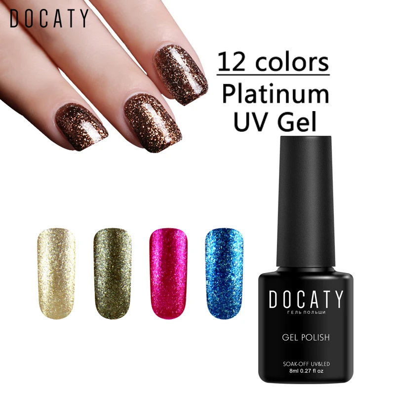 Docaty блеск Platinum Hybrid гель Лаки Маникюр Светодиодный УФ Vernish полу постоянными Soak Off