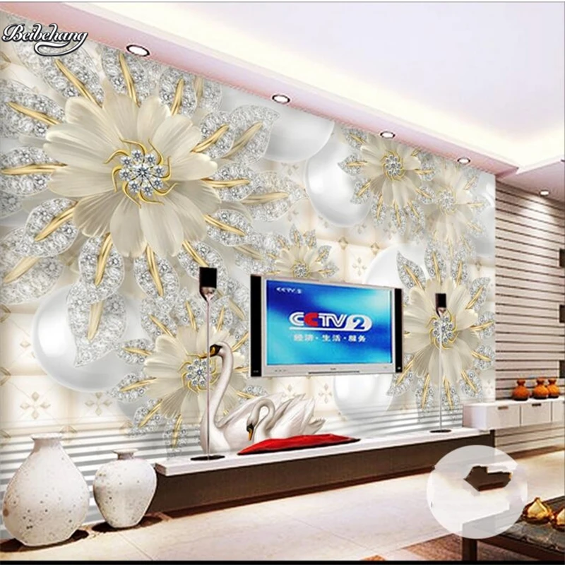 Beibehang 3D HD Драгоценности с кристаллами Алмазный цветочный фон на заказ большая
