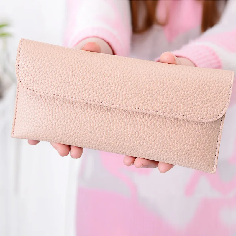 XZXBBAG Модный женский длинный кошелек с зернистой текстурой личи дизайн женский несколько держатель для карт Конверт Кошелек Дамская сумка для денег зажим