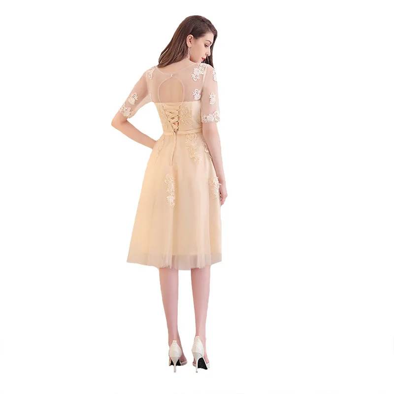 FADISTEE Новое поступление элегантное вечернее платье для выпускного вечера Vestido de Festa с аппликацией на шнуровке платье с короткими рукавами