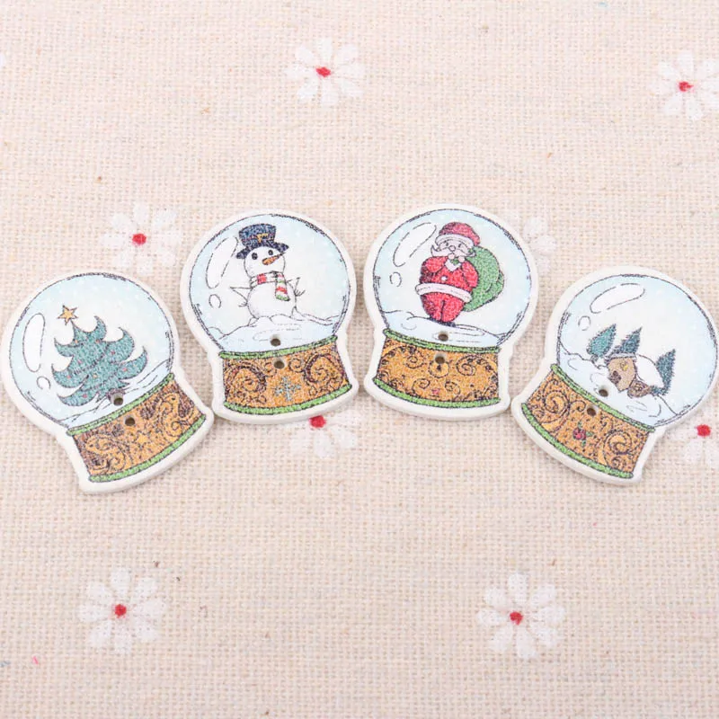 Смешанные деревянные кнопки милый Рождественский Кристальный шар декоративные