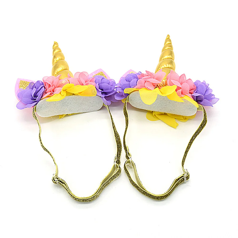 5 шт./лот ободок с рогом единорога головной убор для девочек подкладкой из войлока