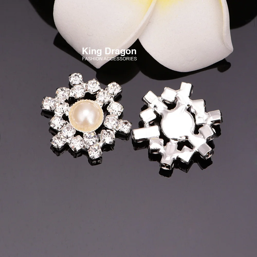 

New Arrival Top Quality Rhinestone Embellishment Button Used On Decoration 18MM 10PCS/lot Flat Back Silver Color KD18