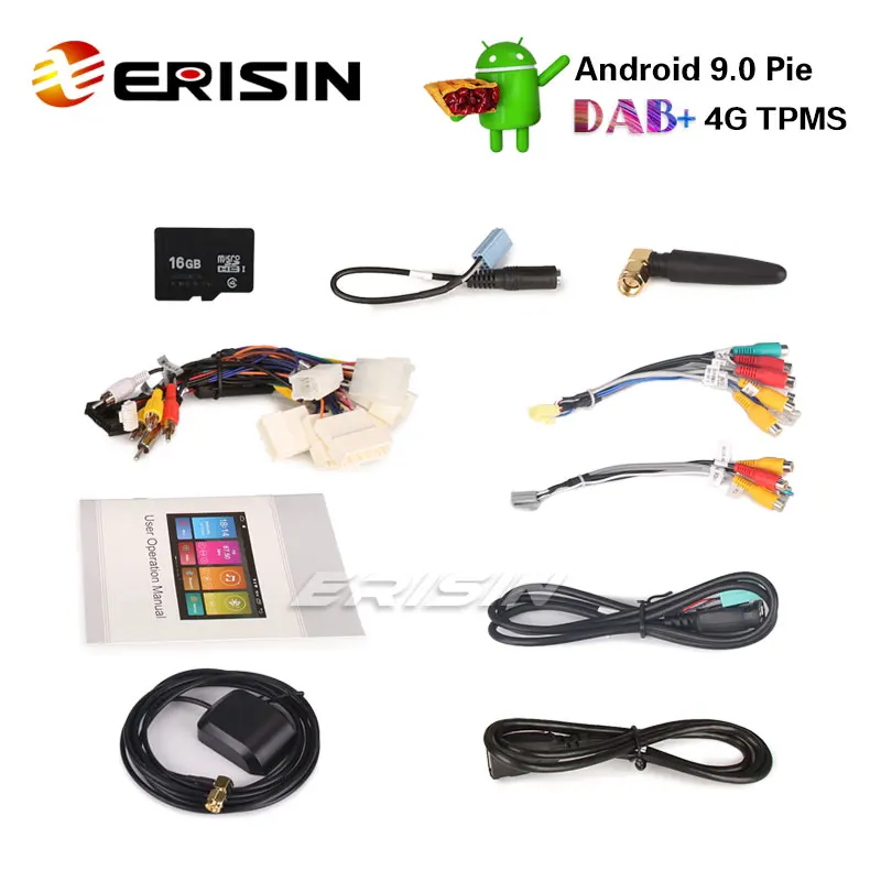 Erisin ES2917A 7 &quotDAB + Android 9 0 пирог автомобильный стерео gps WiFi DVR TPMS Sat Nav 4G для TOYOTA AURIS 07