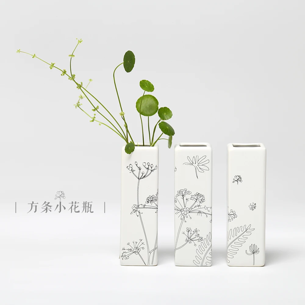 Креативная фотоваза черная Белая Квадратная Маленькая ваза Настольная мебель