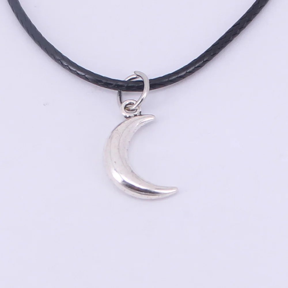 Hzew кожаная веревка серебряный цвет луна кулон ожерелье | Украшения и аксессуары