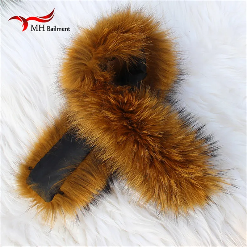 Женский шарф из натурального меха енота зимняя теплая шаль с меховым воротником