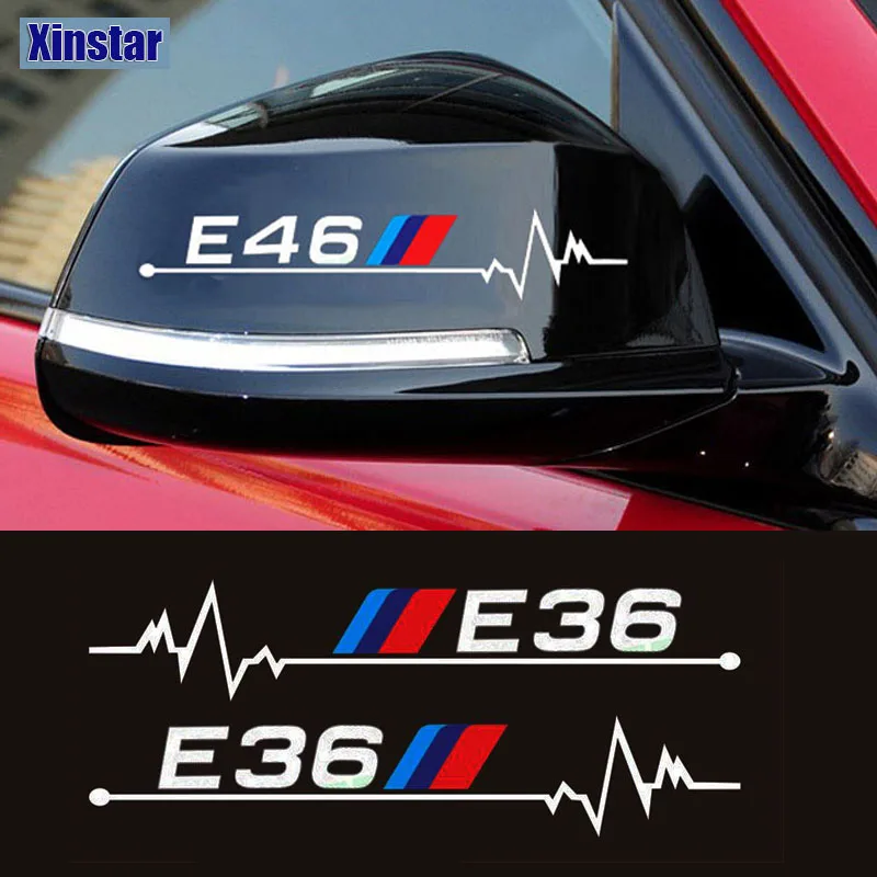 

2pcs car rearview mirror sticker for bmw E30 E34 E36 E39 E46 E60 E61 E87 E90 E83 F10 F20 F21 F30 F35