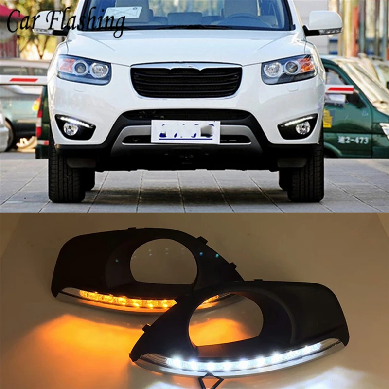 Дневные ходовые огни для Hyundai Santa Fe SantaFe 2010 2011 2012 DRL светодиодная противотуманная