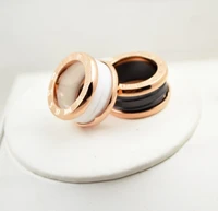 bilincolor fashion stainless steel rose gold white ceramic roman letter ring for women and men
