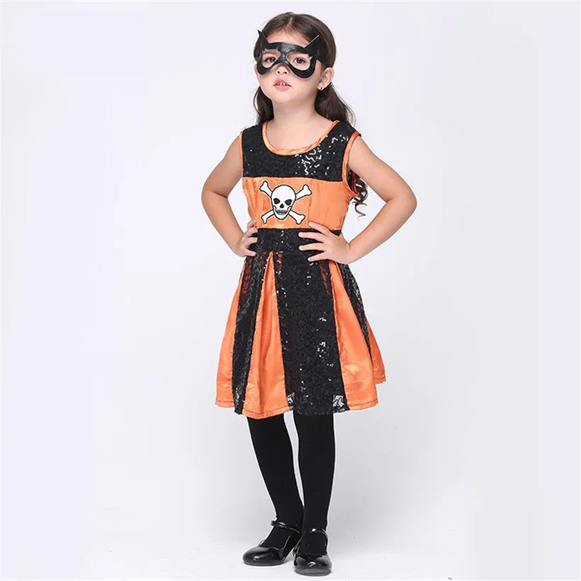 2017 костюмы с черепами для девочек Детские блестками и скелетами костюмированной