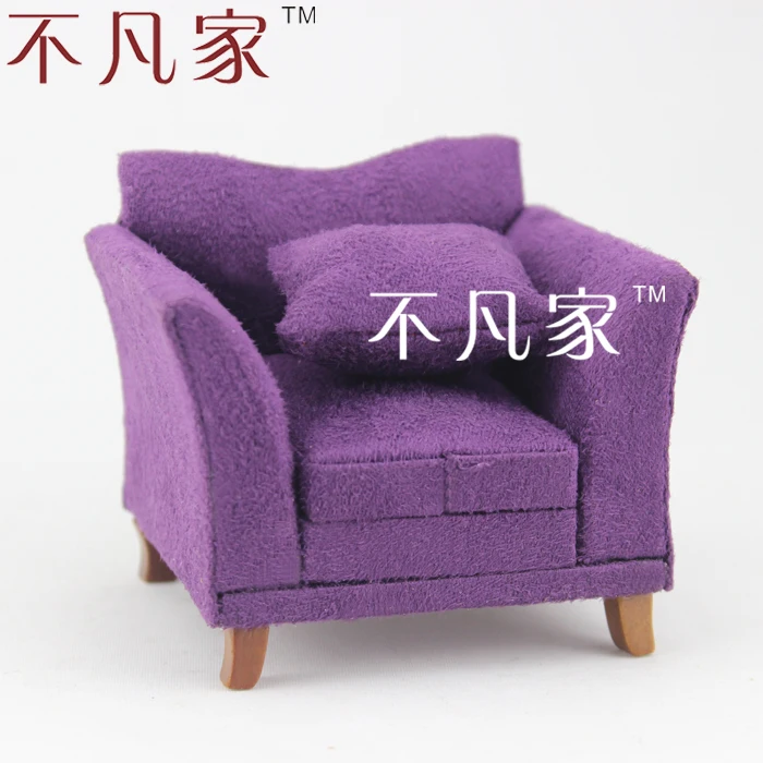 

DOLLHOUSE 1/12 SCALE MINIATURE FURNITURE HAND MADE PURPLE ARMCHAIR