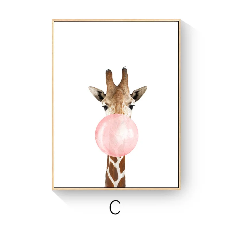 Скандинавские Мультяшные животные пузыри коала жираф холст A4 художественный