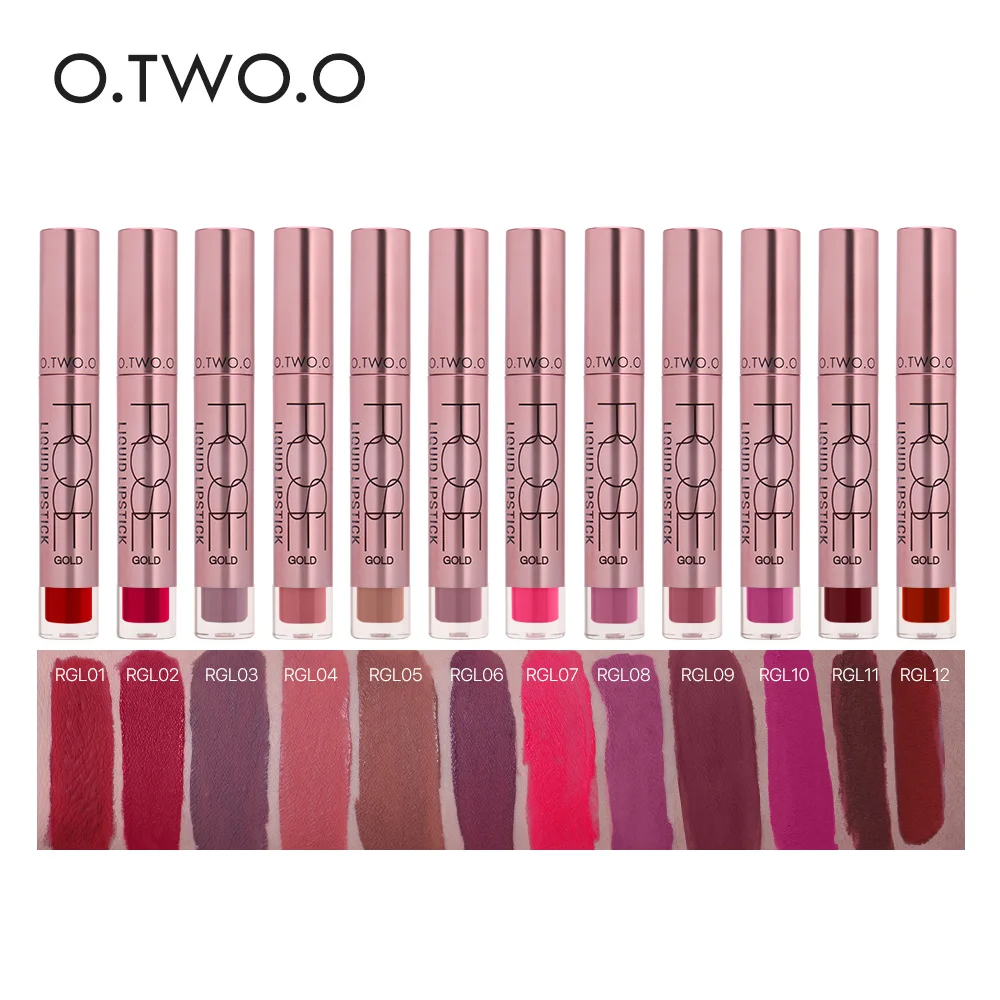 O.TWO.O Brand 12colors Velvet Matte Lip Gloss Long Lasting Waterproof Easy to Wear Makeup Liquid Lipstick Red Hot Cosmetic |
