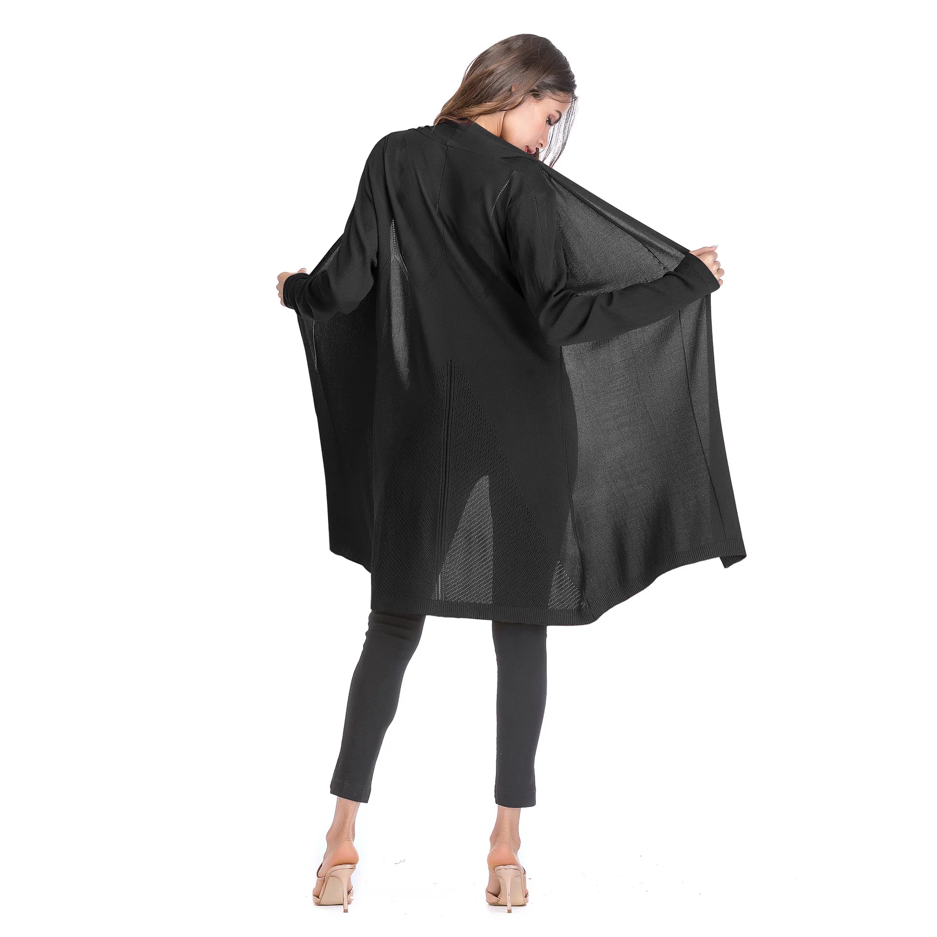 2019 Осенняя тонкая трикотажная куртка женская однотонная кардиган с длинными