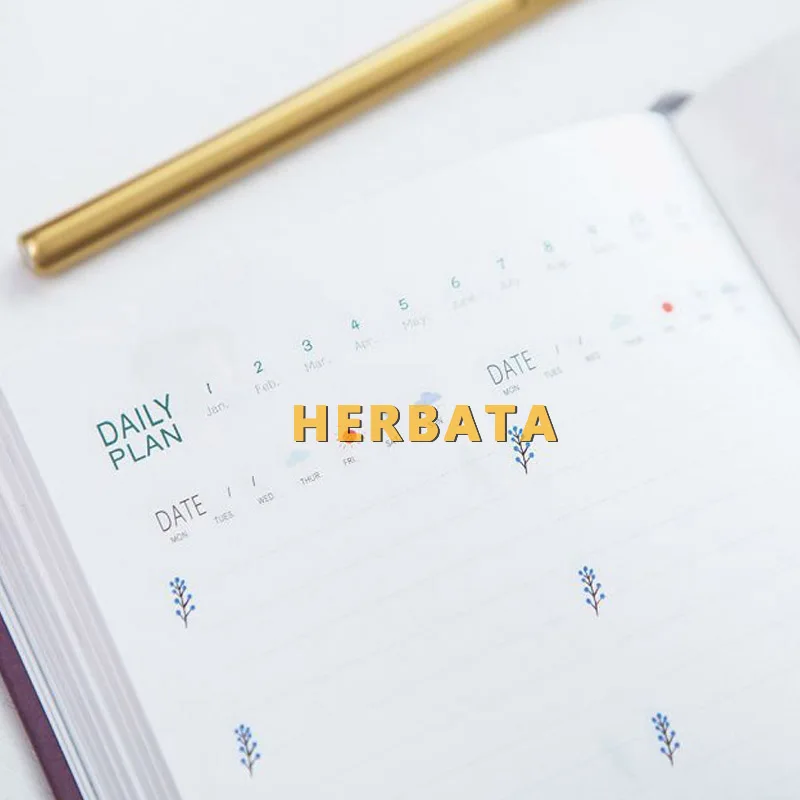 HERBATA 365 дней личный дневник планировщик блокнот ежедневник в твердой обложке офис еженедельный график милые корейские канцелярские libretas