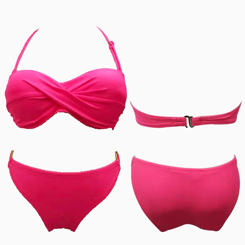 2019 new hot candy solid color split bikini metal ring decoration four colors optional |