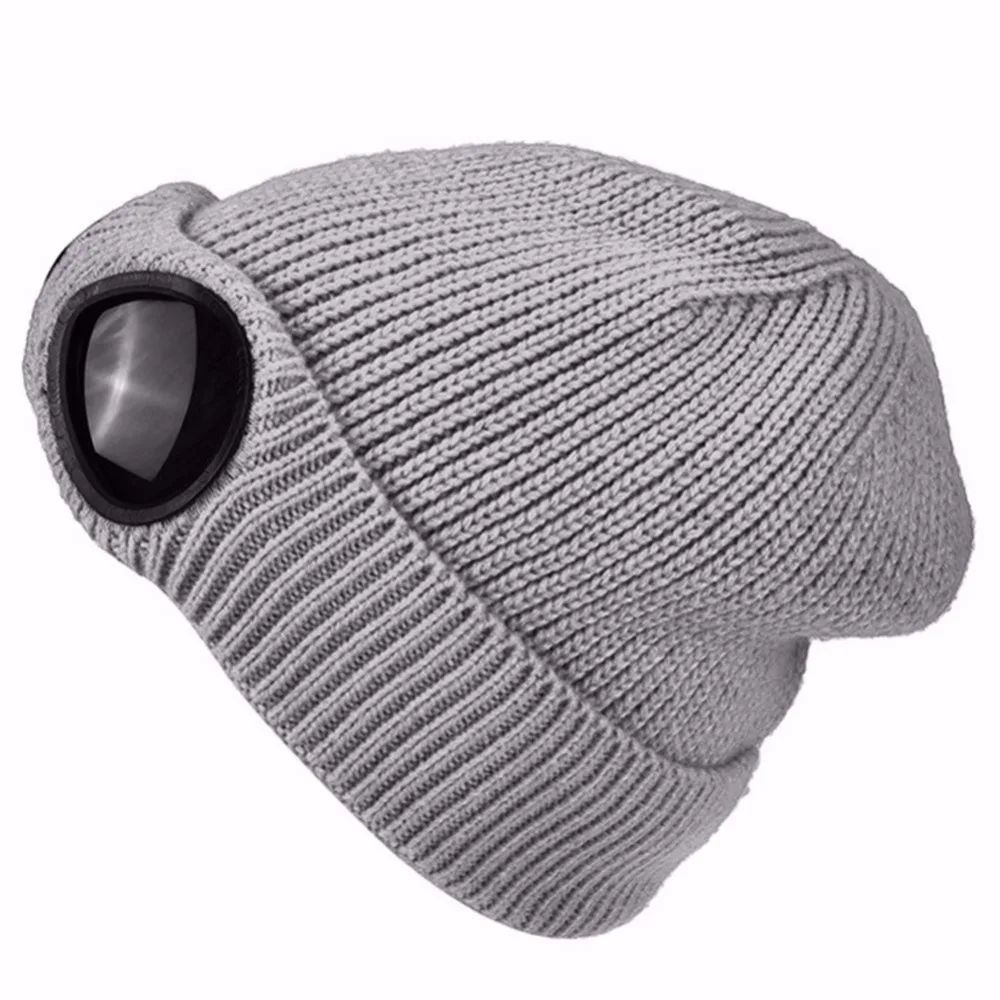 SYi Qarce,, однотонная зимняя вязаная шапка s Skullies Beanies, шапка для женщин и мужчин, Двойная съемная Кепка для очков, NM137-39