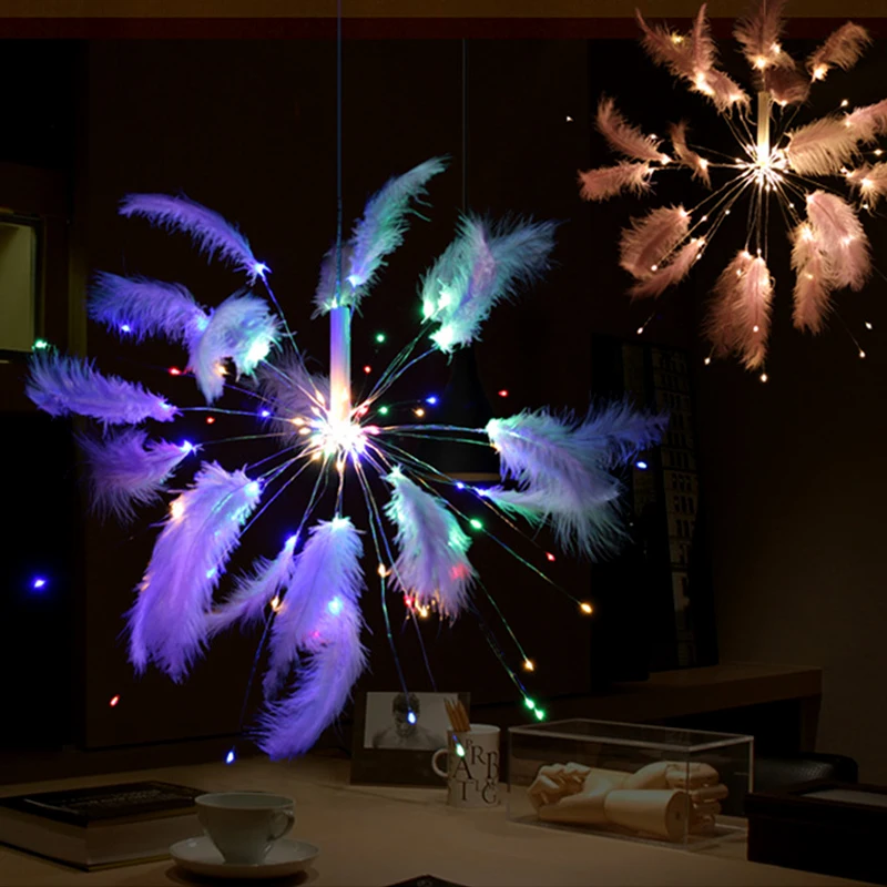 Перьевая фейерверк лампа струнная День Святого Валентина свадебное украшение