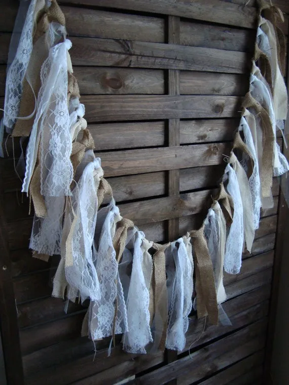 Деревенская кружевная гирлянда декор для свадебной вечеринки потертый льняной