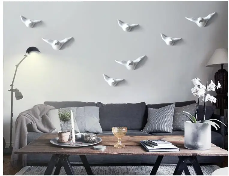3D с птицами из смолы Ласточка одежда-крюк вешалки домашние ремесла настенный крюк украшения дома хранения шляпа пальто висячие аксессуары для спальни