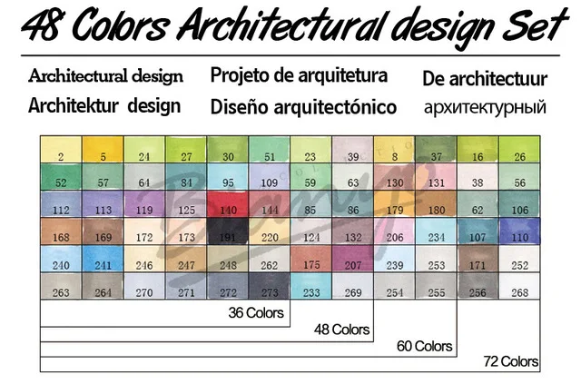 48 Architecture Set FINECOLOUR 36/48/60/72 Цвет набор маркеров для живописи двойной головкой жирной на спиртовой основе эскиз Маркеры Ручка для художника рисунок дизайн поставки - Цвет: 48 Architecture Set