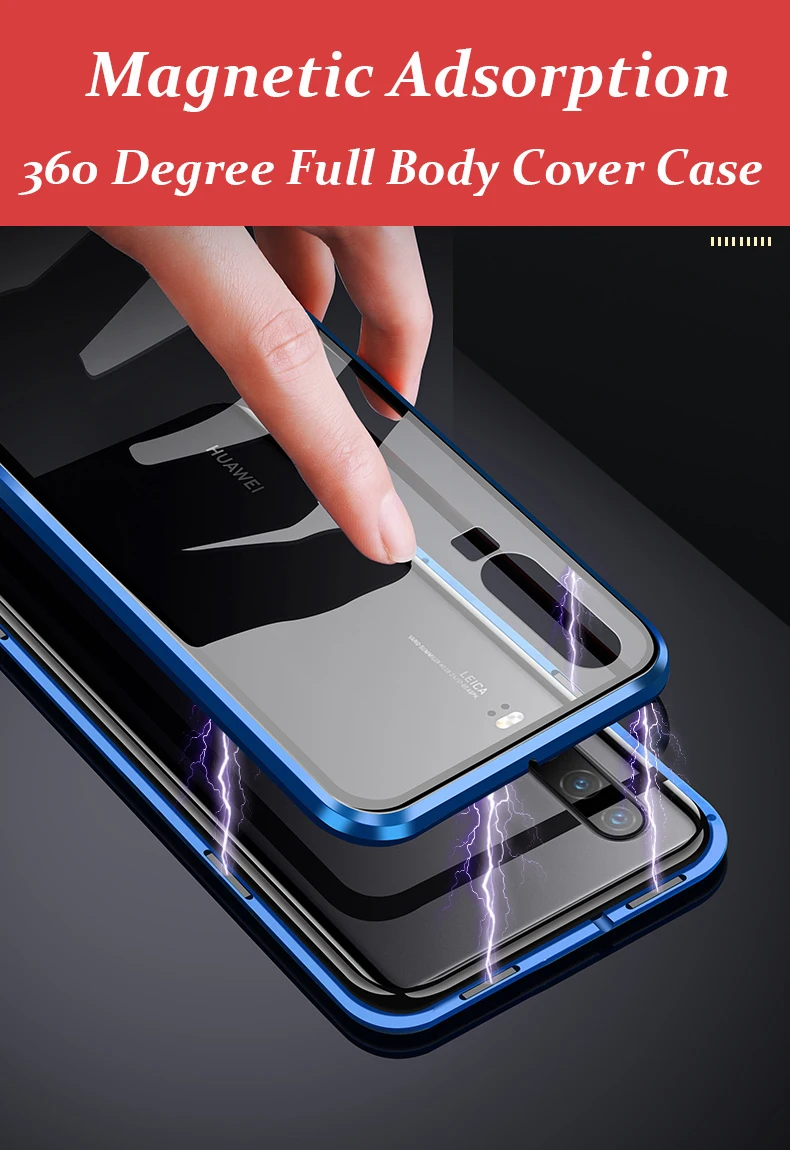 360 Полный Магнитный чехол для телефона huawei P30 Pro mate 30 mate 20X P20 двойной стеклянный металлический бампер Honor Note 10 9X V10 V9 8X чехол